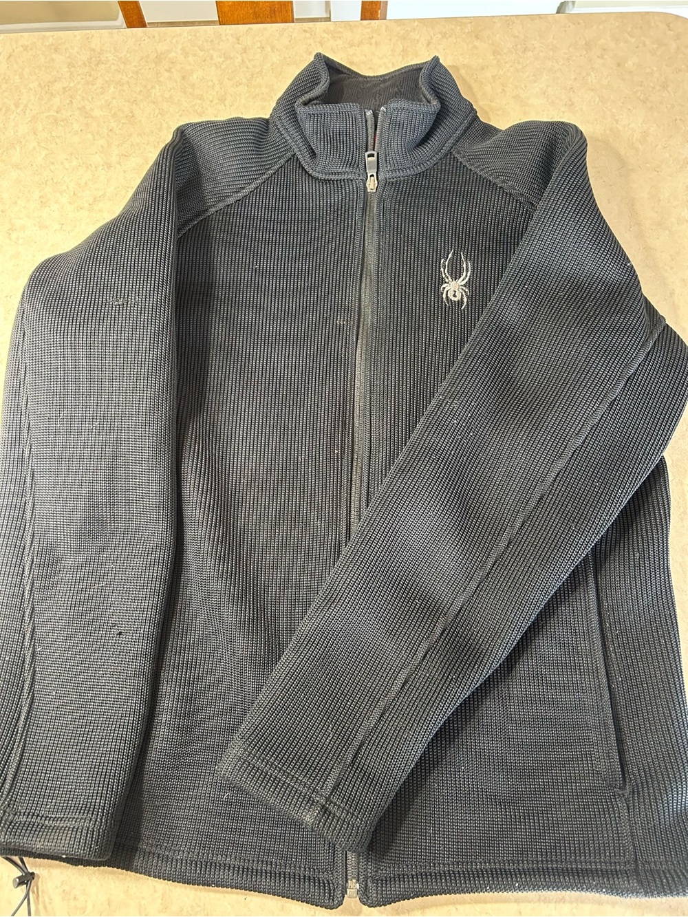 Black Spyder Full Zip Fleece Jacket Size Large Men’s Long Sleeve With Pockets